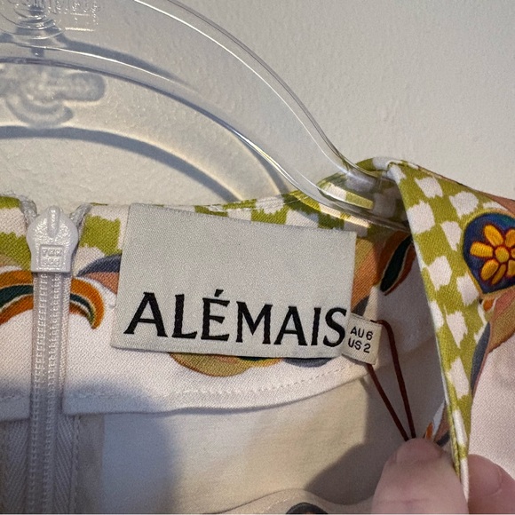 New ALEMAIS Effie puff sleeve midi dress in pearl - Picture 11 of 16